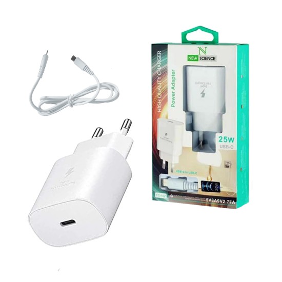 New Science Charger FC-102 with Type-C Cable 25W White New Science Charger FC-102 with Type-C Cable 25W White